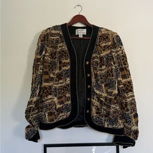 Vintage Teri Jon Women's Black and Brown Jacket
